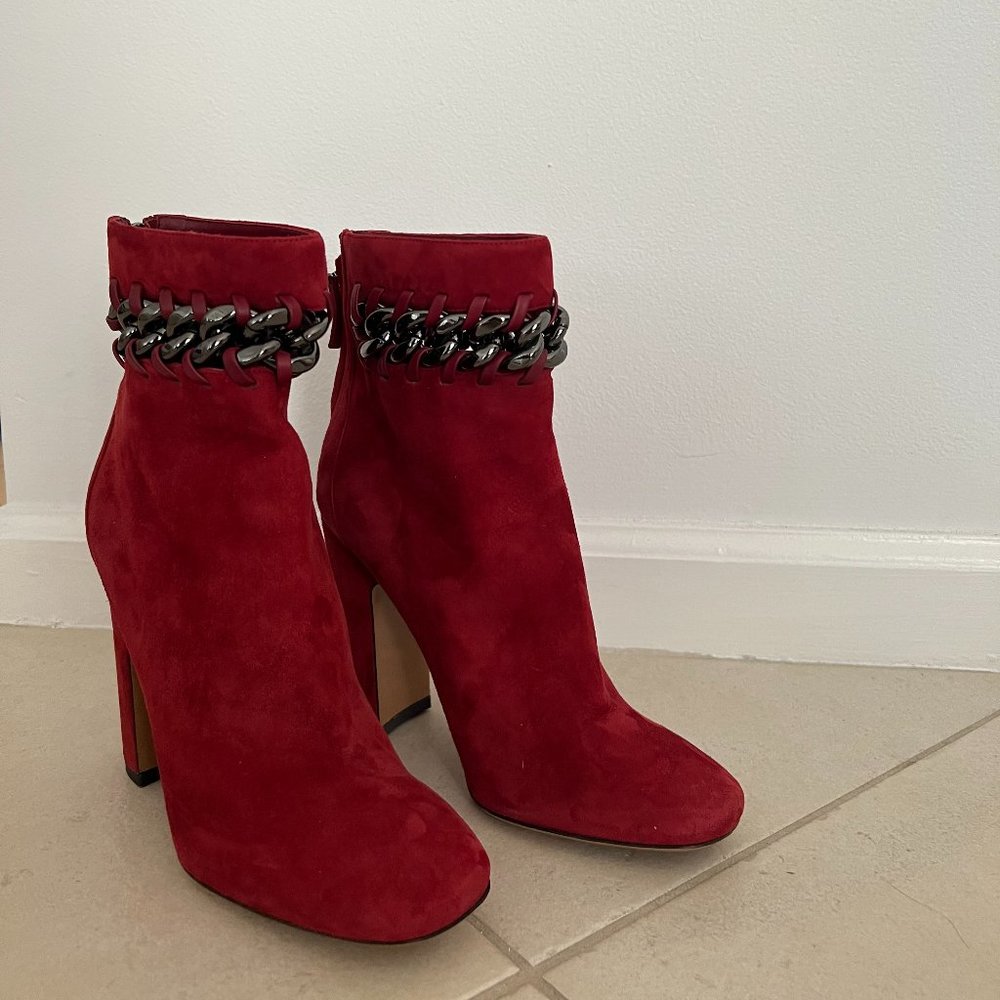 100% Authentic VALENTINO GARAVANI Red Suede Booties